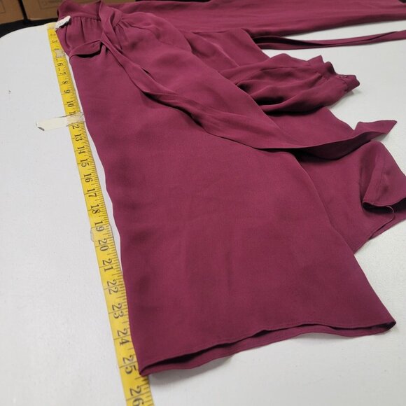 Parker Womens Pussybow Silk Blouse Size S Burgundy Red Long Sleeve Lightweight - Picture 14 of 16